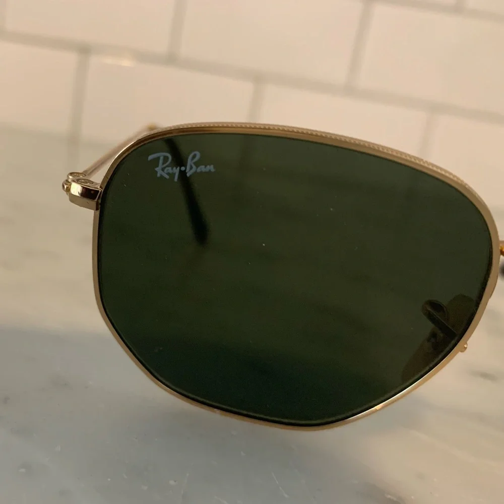 Ray-Ban Gold Frame Sunglasses with Green Lenses